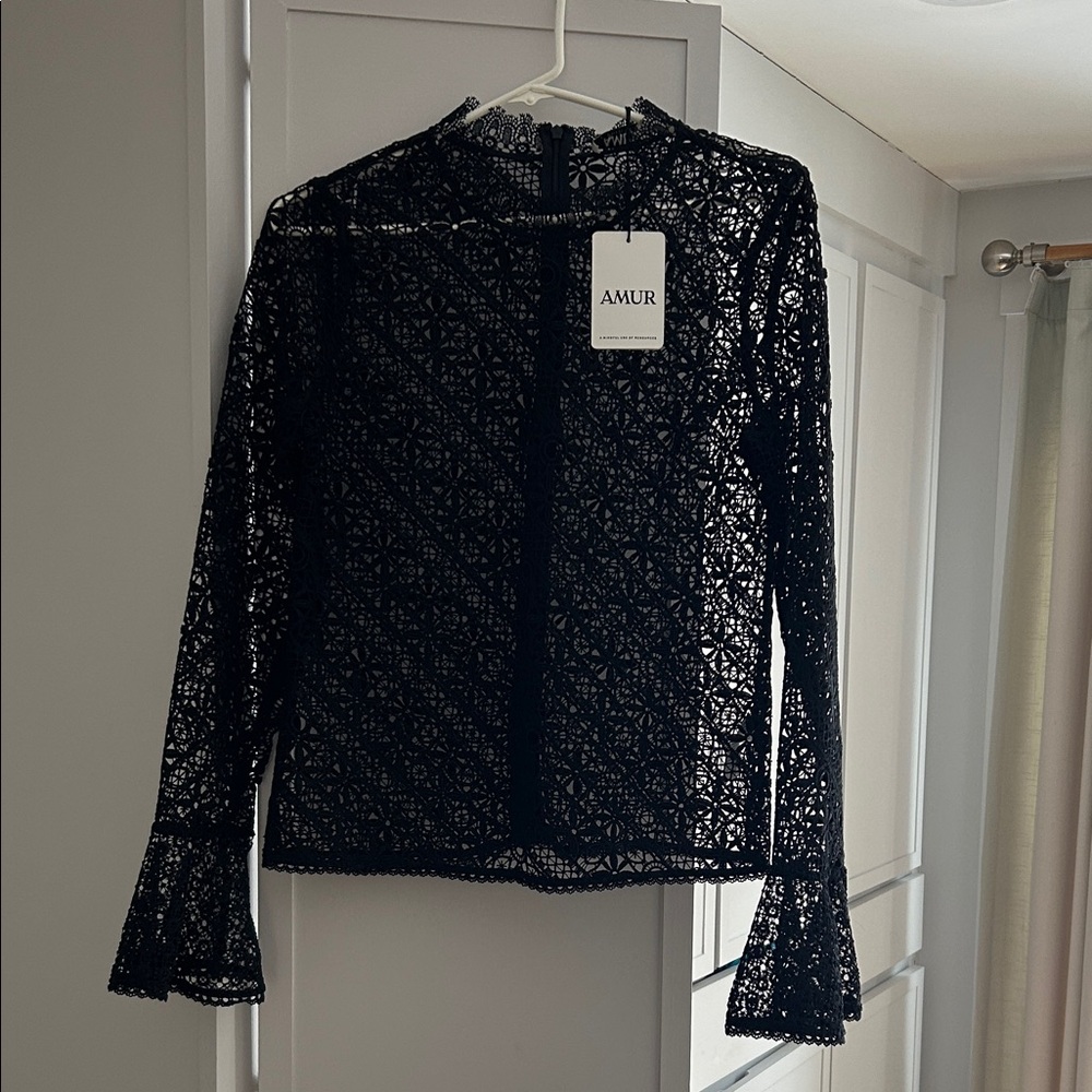 AMUR Intricate Black Lace Blouse